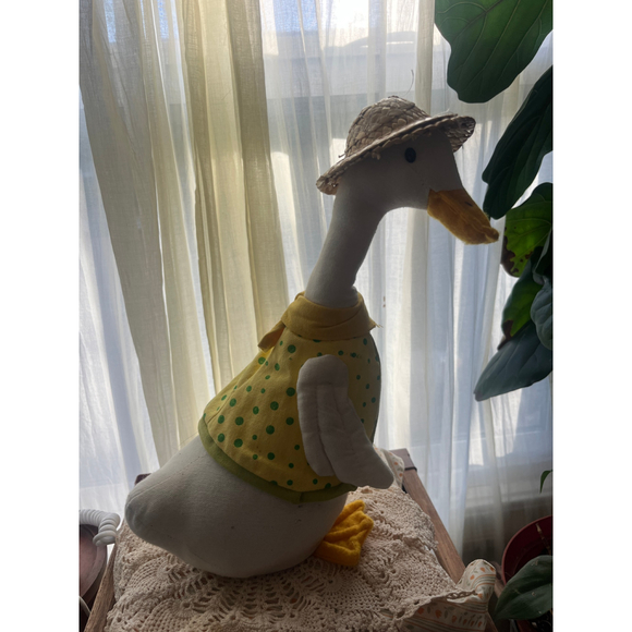 Unbranded Other - Cottagecore Goose Doll 🦆 Farmhouse Spring Decor Yellow Polka Dot Dress
